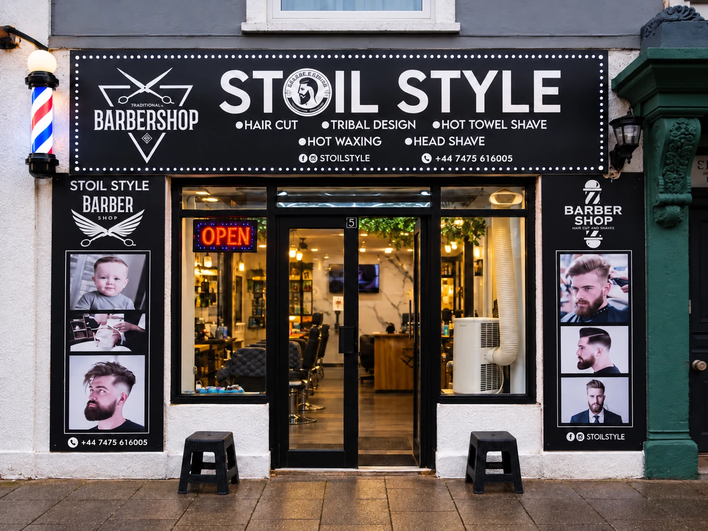 STOIL STYLE entrance and original black and white shop signage